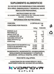 Ashwagandha + Magnesio - 60 cápsulas