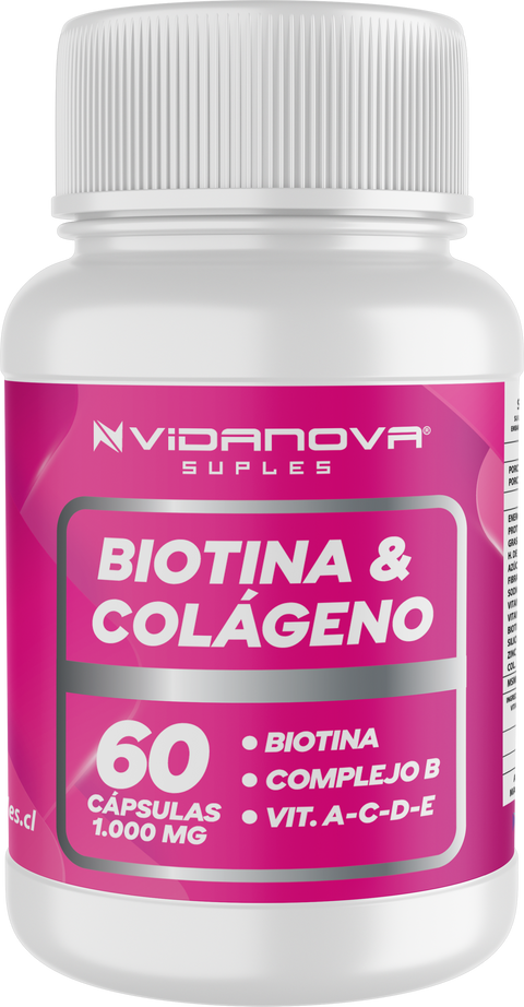 Biotina + Colágeno - 60 cápsulas