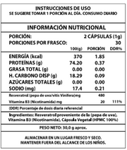 NAD+ RESVERATROL 1000MG 60 CAPS